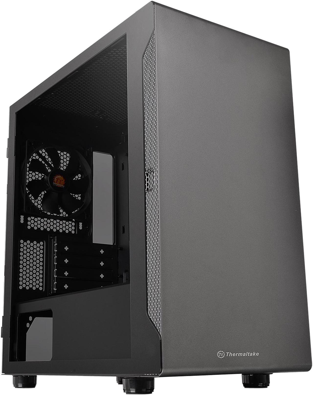 Thermaltake S100 Tempered Glass Black Edition Micro-ATX Mini-Tower Computer Case with 120mm Rear Fan Pre-Installed CA-1Q9-00S1WN-00