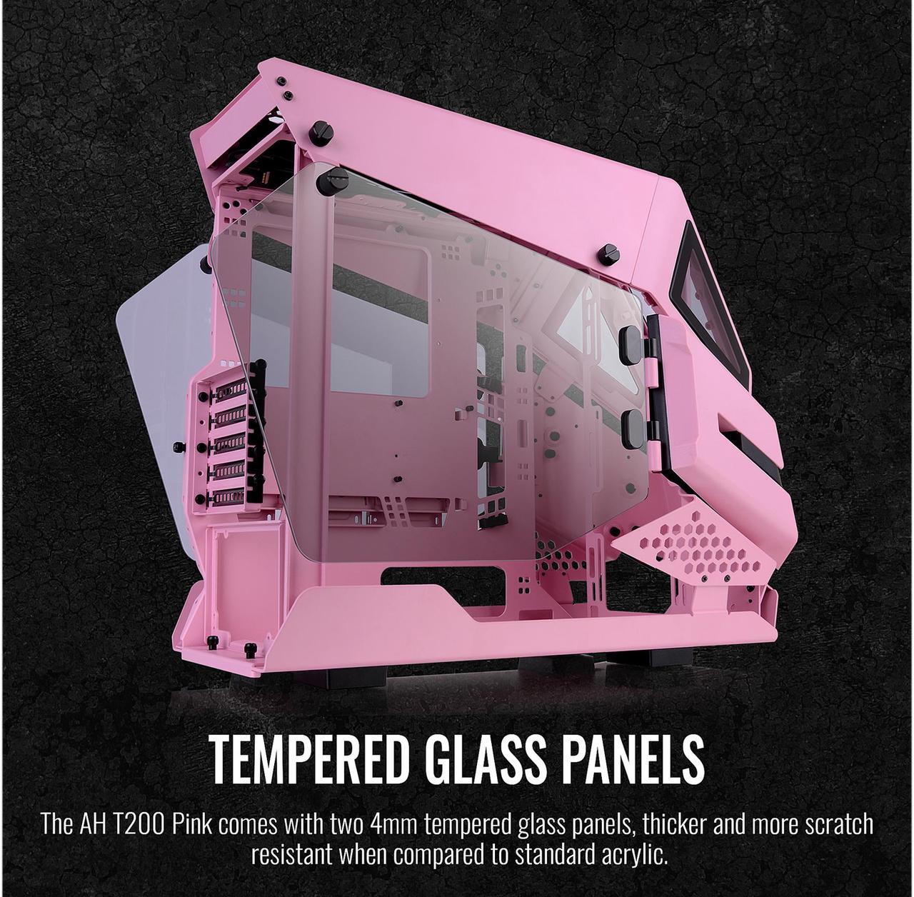 Alt view image 5 of 7 - Thermaltake AH T200 Pink Helicopter Styled Open Frame Tempered Glass Swing Door USB 3.1 (Gen.2) Type-C m-ATX Micro Case, CA-1R4-00SAWN-00