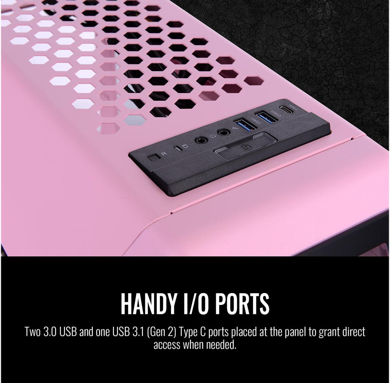 Alt view image 7 of 7 - Thermaltake AH T200 Pink Helicopter Styled Open Frame Tempered Glass Swing Door USB 3.1 (Gen.2) Type-C m-ATX Micro Case, CA-1R4-00SAWN-00