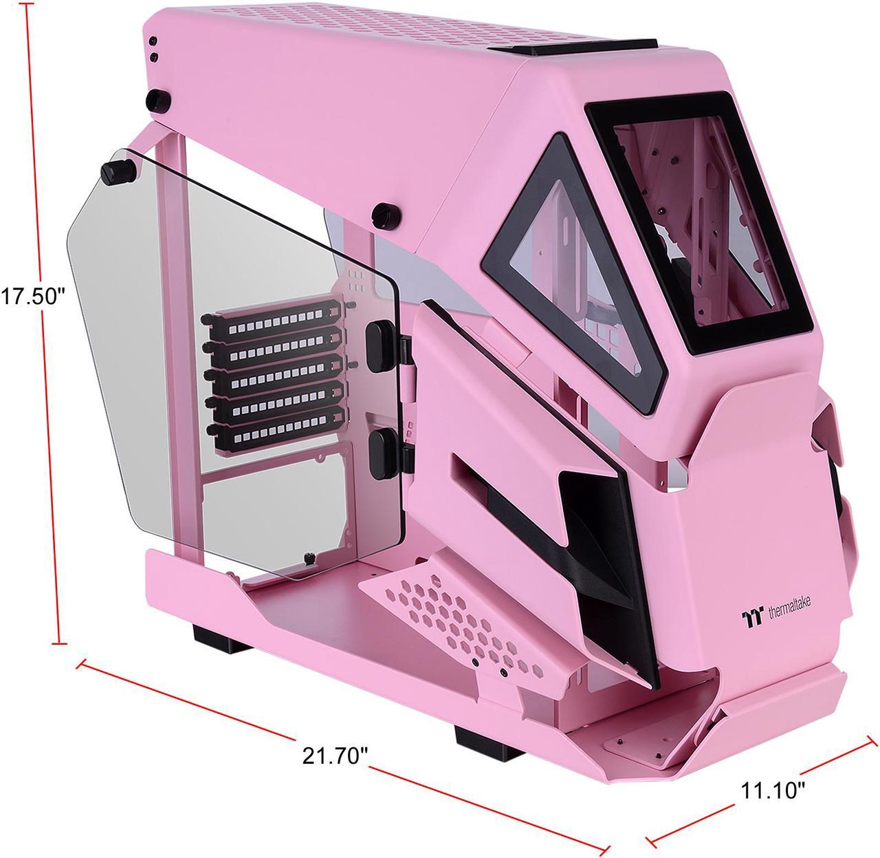 Alt view image 2 of 7 - Thermaltake AH T200 Pink Helicopter Styled Open Frame Tempered Glass Swing Door USB 3.1 (Gen.2) Type-C m-ATX Micro Case, CA-1R4-00SAWN-00