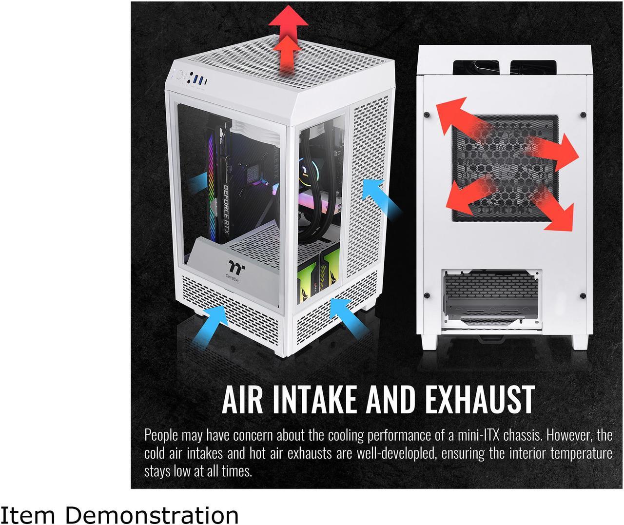 Alt view image 7 of 7 - Thermaltake Tower 100 Snow Edition Tempered Glass Type-C (USB 3.1 Gen 2) Mini Tower Computer Chassis Supports Mini-ITX, CA-1R3-00S6WN-00