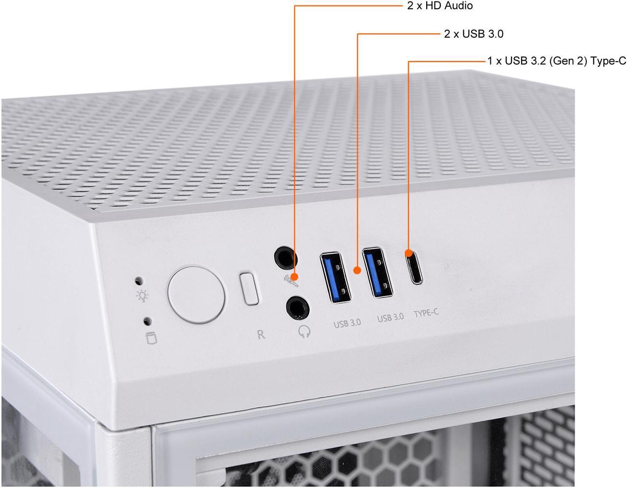 Alt view image 6 of 7 - Thermaltake Tower 100 Snow Edition Tempered Glass Type-C (USB 3.1 Gen 2) Mini Tower Computer Chassis Supports Mini-ITX, CA-1R3-00S6WN-00