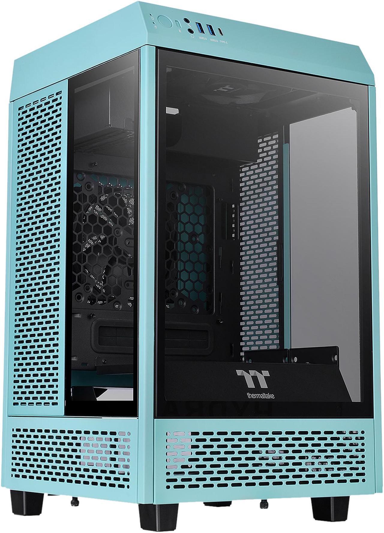 Main image of Thermaltake Tower 100 Turquoise Edition Tempered Glass Type-C (USB 3.2 Gen 2) Mini Tower Computer Chassis Supports Mini-ITX CA-1R3-00SBWN-00