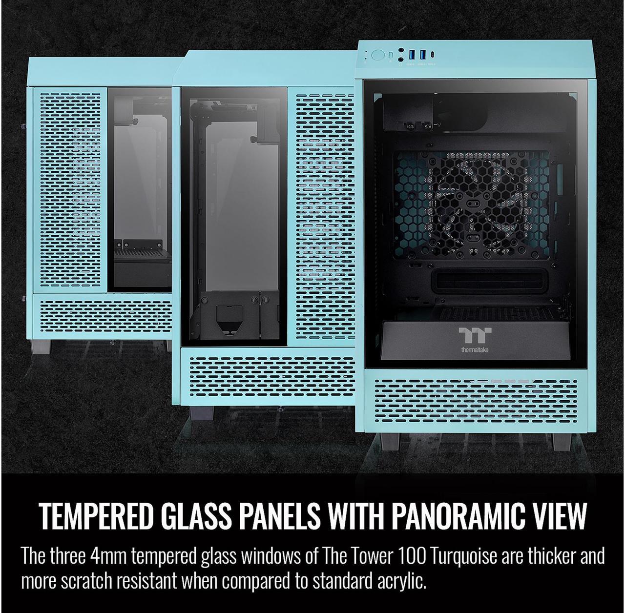 Alt view image 9 of 11 - Thermaltake Tower 100 Turquoise Edition Tempered Glass Type-C (USB 3.2 Gen 2) Mini Tower Computer Chassis Supports Mini-ITX CA-1R3-00SBWN-00