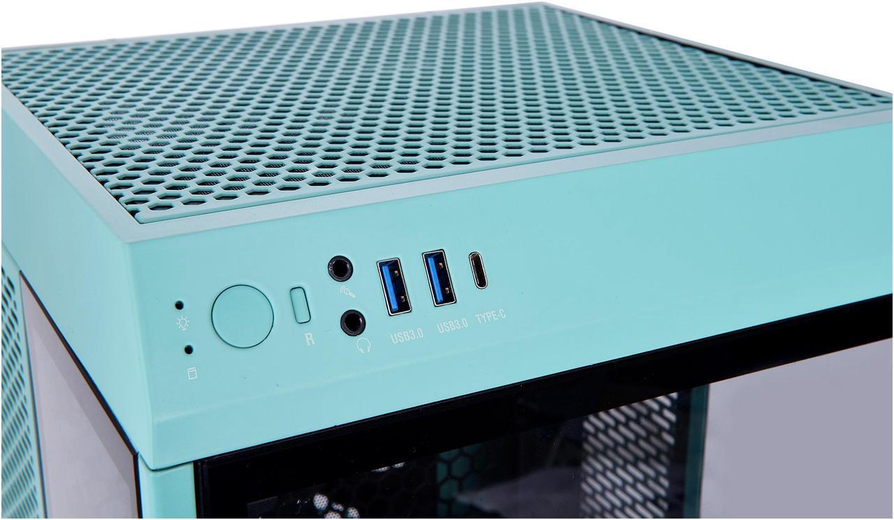 Alt view image 6 of 11 - Thermaltake Tower 100 Turquoise Edition Tempered Glass Type-C (USB 3.2 Gen 2) Mini Tower Computer Chassis Supports Mini-ITX CA-1R3-00SBWN-00
