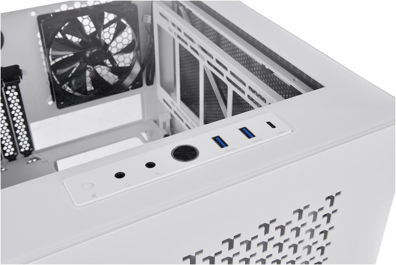 Alt view image 5 of 14 - Thermaltake Divider 200 TG Air Front Mesh Snow Edition Triangular Tempered Glass Side Panel Micro-ATX Computer Case with Pre-stalled 200mm Front Fan + 120mm Rear Fan CA-1V1-00S6WN-01