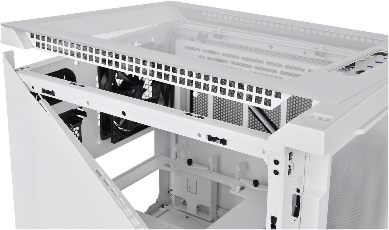 Alt view image 7 of 14 - Thermaltake Divider 200 TG Air Front Mesh Snow Edition Triangular Tempered Glass Side Panel Micro-ATX Computer Case with Pre-stalled 200mm Front Fan + 120mm Rear Fan CA-1V1-00S6WN-01