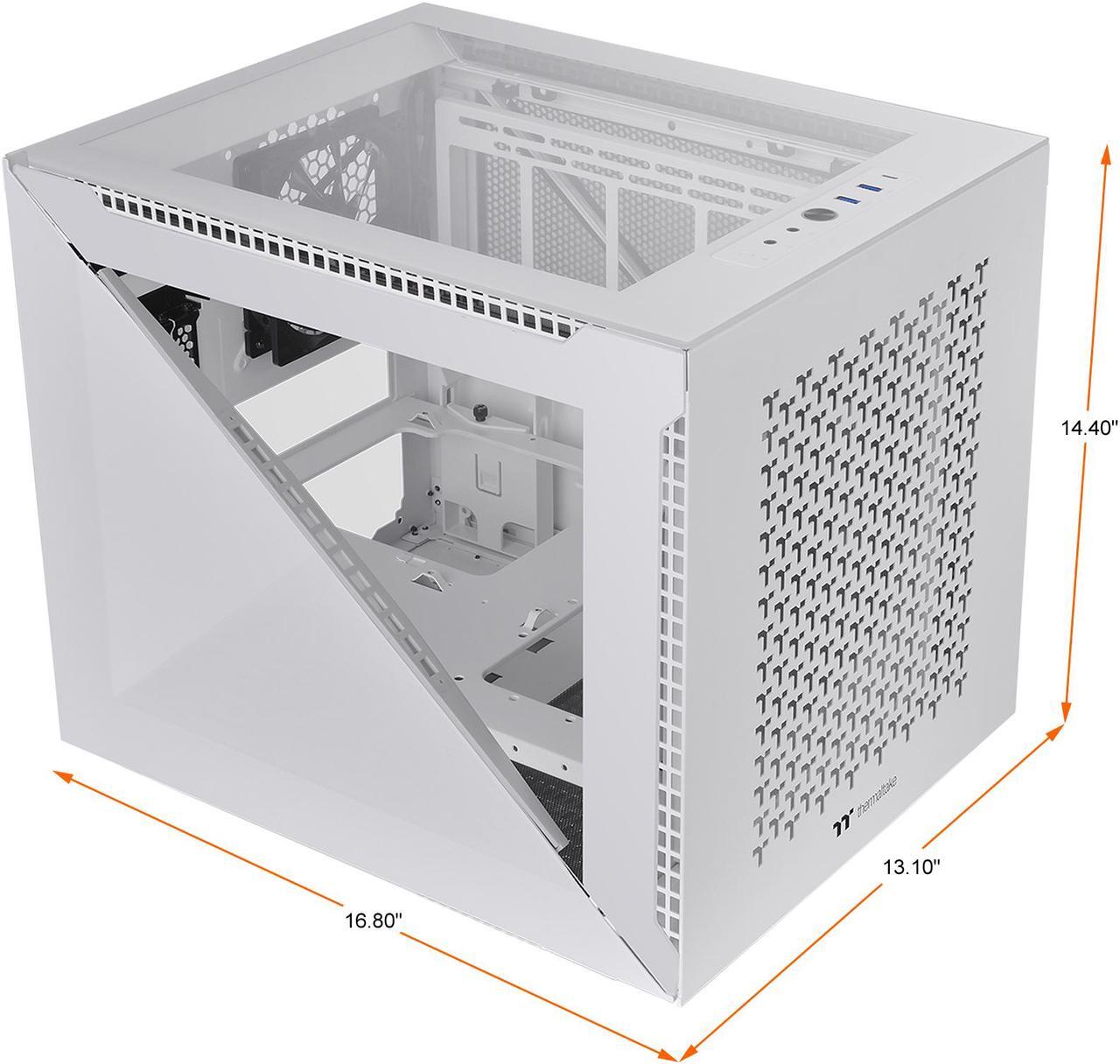 Alt view image 2 of 14 - Thermaltake Divider 200 TG Air Front Mesh Snow Edition Triangular Tempered Glass Side Panel Micro-ATX Computer Case with Pre-stalled 200mm Front Fan + 120mm Rear Fan CA-1V1-00S6WN-01