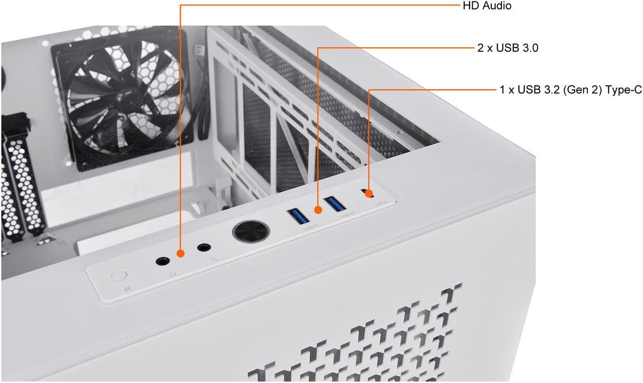 Alt view image 6 of 14 - Thermaltake Divider 200 TG Air Front Mesh Snow Edition Triangular Tempered Glass Side Panel Micro-ATX Computer Case with Pre-stalled 200mm Front Fan + 120mm Rear Fan CA-1V1-00S6WN-01