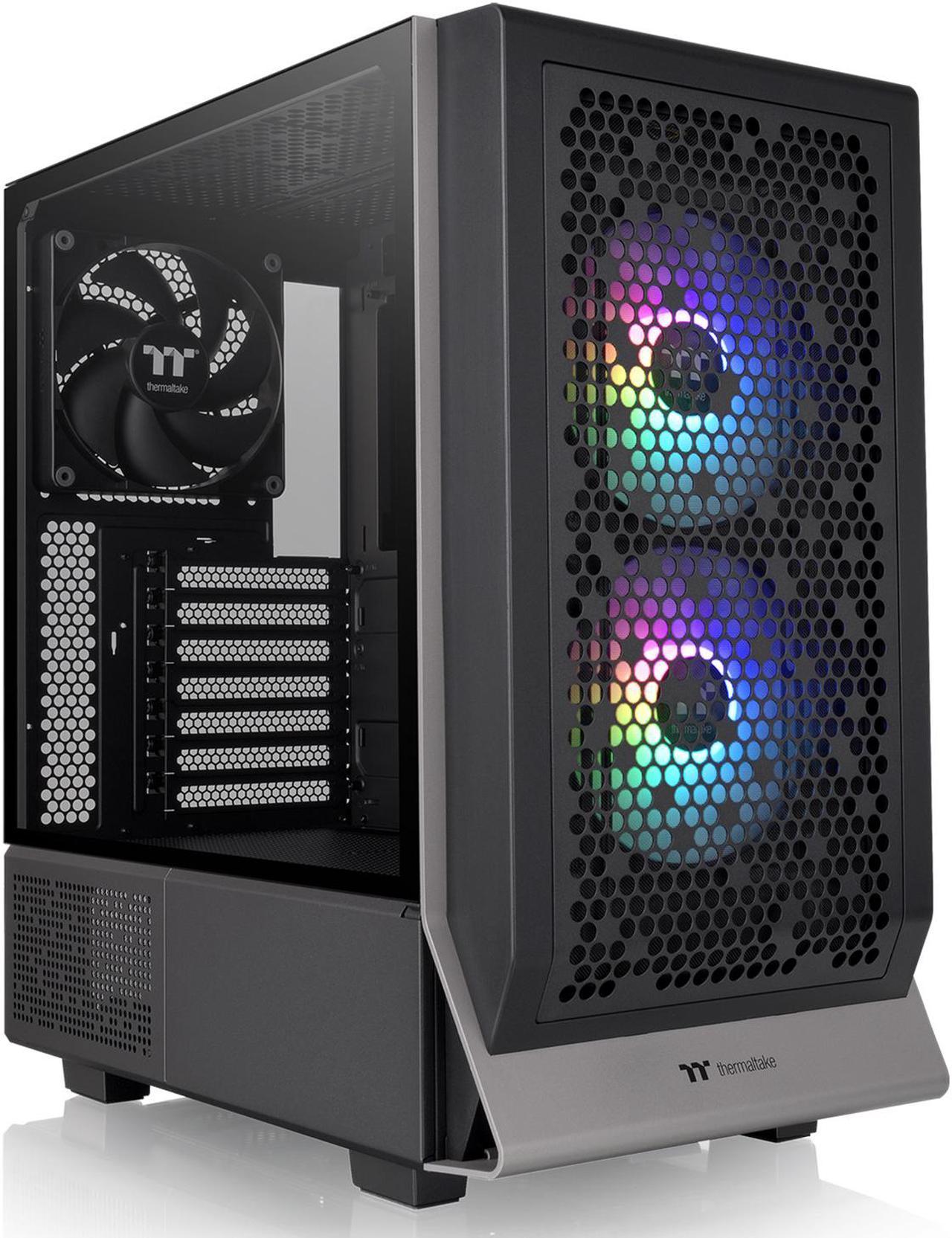 Thermaltake Ceres 300 Black Mid Tower E-ATX Computer Case With Tempered Glass Side Panel; 2xCT140 ARGB Fan Preinstalled; Rotational PCIe Slots & GPU Holder; CA-1Y2-00M1WN-00