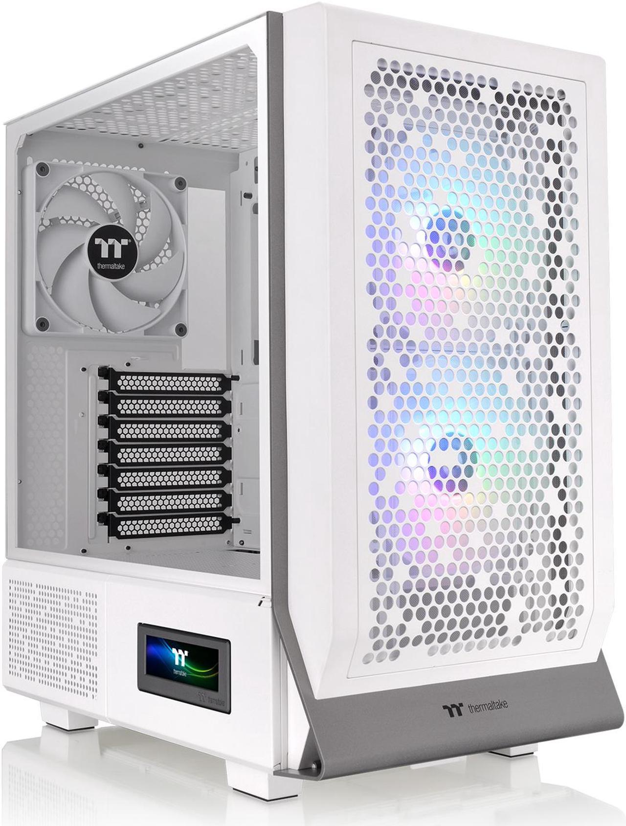 Thermaltake Ceres 300 Snow Edition Mid Tower E-ATX Computer Case With Tempered Glass Side Panel; 2xCT140 ARGB Fan Preinstalled; Rotational PCIe Slots & GPU Holder; CA-1Y2-00M6WN-00