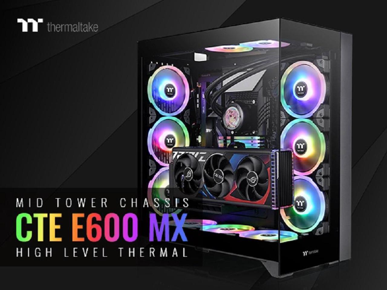 Thermaltake CTE E600 MX Black Mid Tower E-ATX Case with Centralized Thermal Efficiency Design; 3Way Floating GPU Mounting Bracket/ 400mm PCIe4 Riser Cable are all Included; CA-1Y3-00M1WN-00