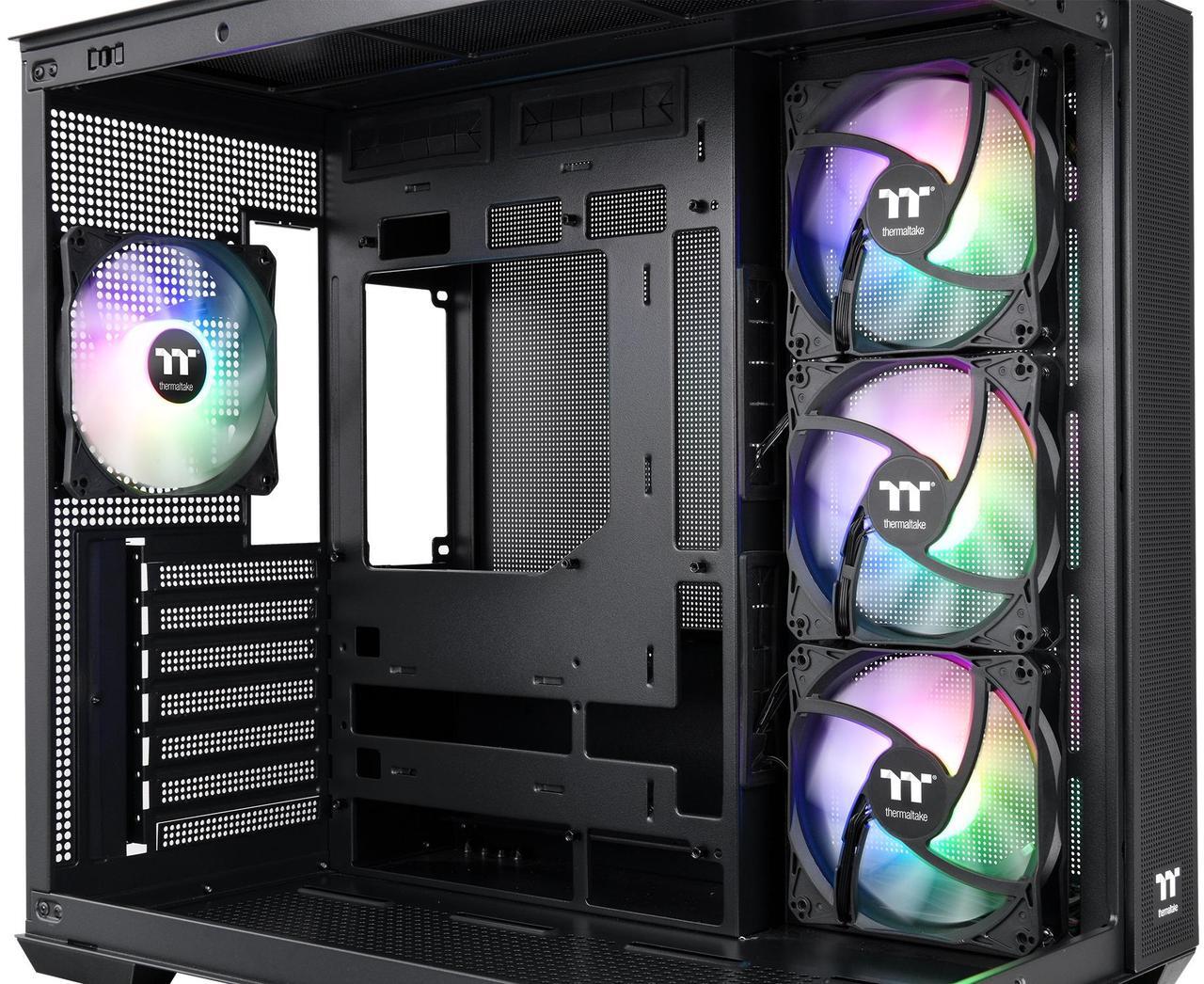 Alt view image 3 of 7 - Thermaltake View 380 TG ARGB Black ATX Case; 4x120mm ARGB Fans Included; Supports Hidden-Connector Motherboard; Front & Side Dual Tempered Glass Panel; CA-1Z2-00M1WN-00; 3 Year Warranty