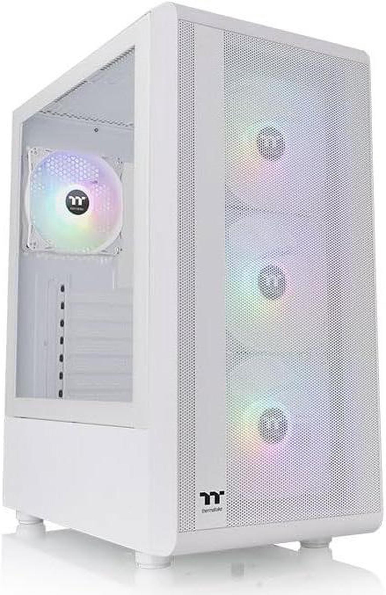 Thermaltake S200 Plus TG ARGB Snow ATX Tempered Glass Mid Tower Gaming Computer Chassis with 120mm ARGB Lite Front Fan Pre-Installed CA-1X2-00M6WN-01