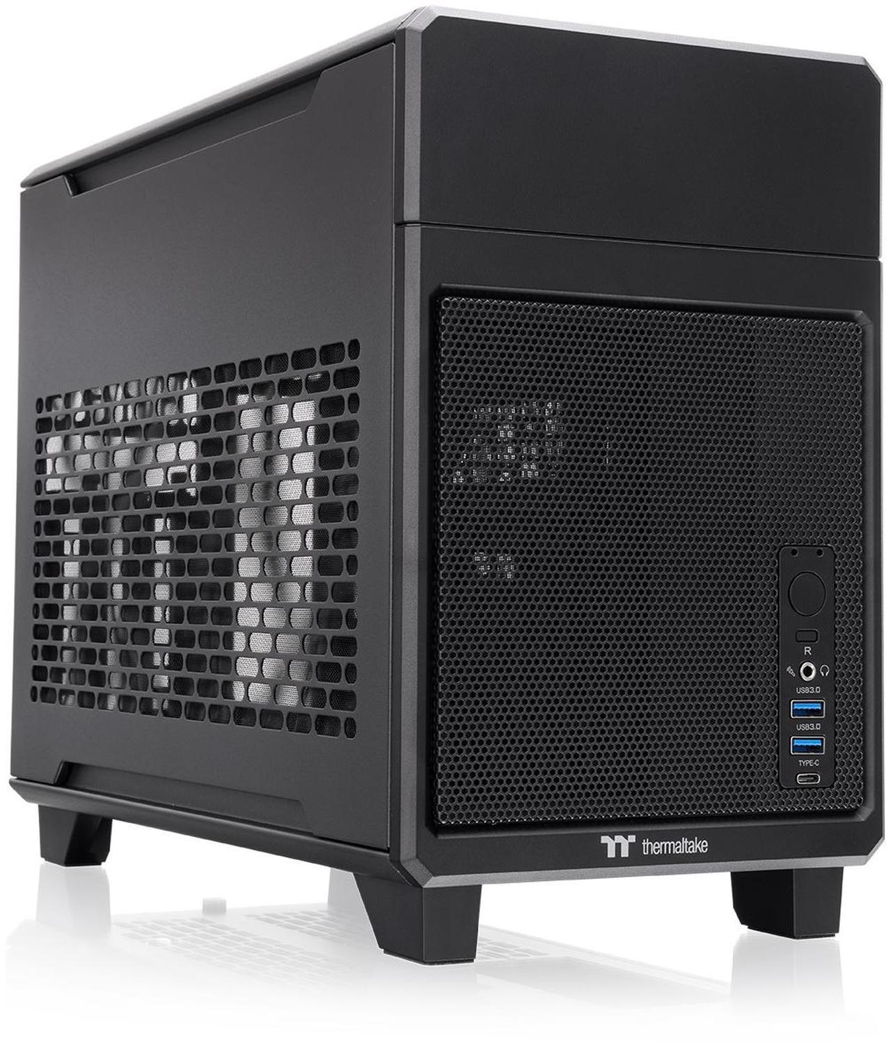 Main image of Thermaltake TR100 SFF Chassis mITX Support 18.9 Liters PCIe 4.0 Riser Cable Included 360mm GPU Clearance 280mm Radiator Support Removable PCIe Bracket, Black, CA-11A-00S1NN-00