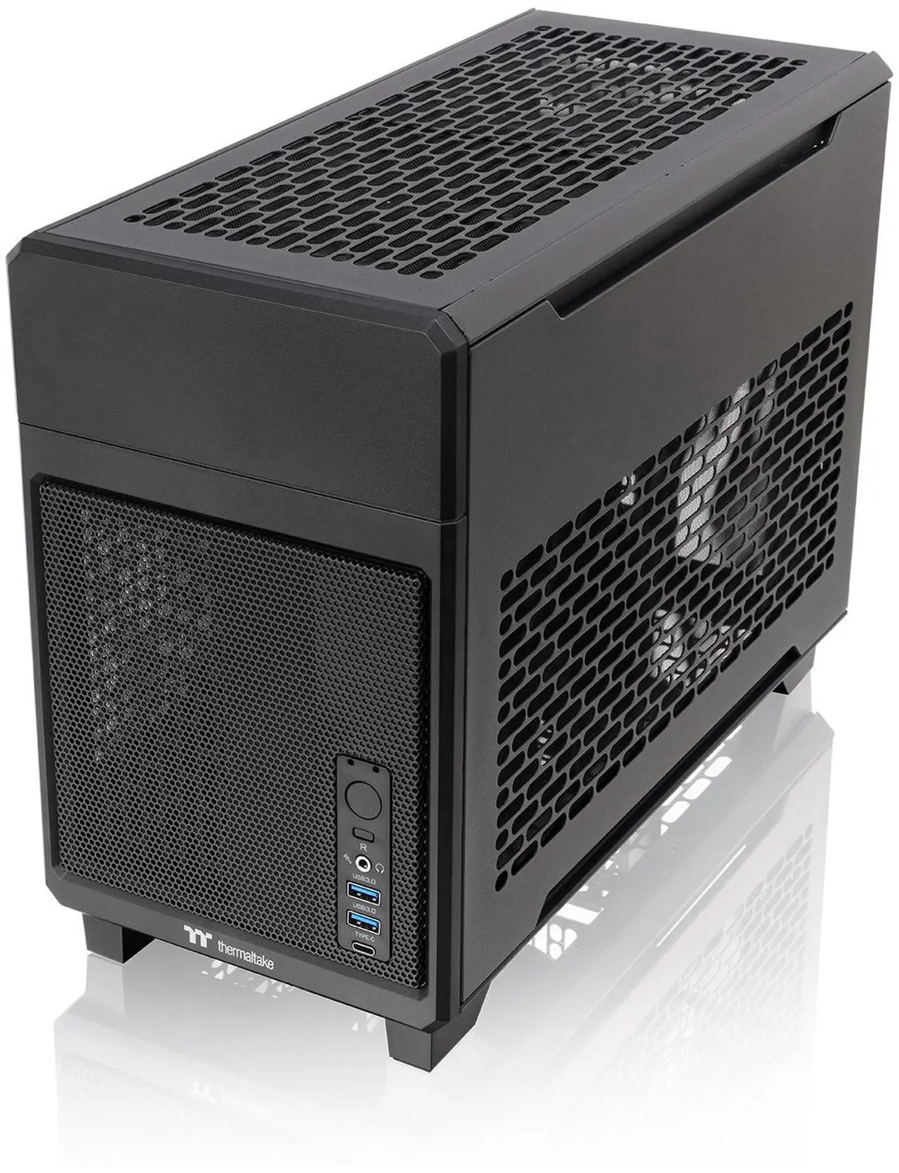 Alt view image 2 of 15 - Thermaltake TR100 SFF Chassis mITX Support 18.9 Liters PCIe 4.0 Riser Cable Included 360mm GPU Clearance 280mm Radiator Support Removable PCIe Bracket, Black, CA-11A-00S1NN-00