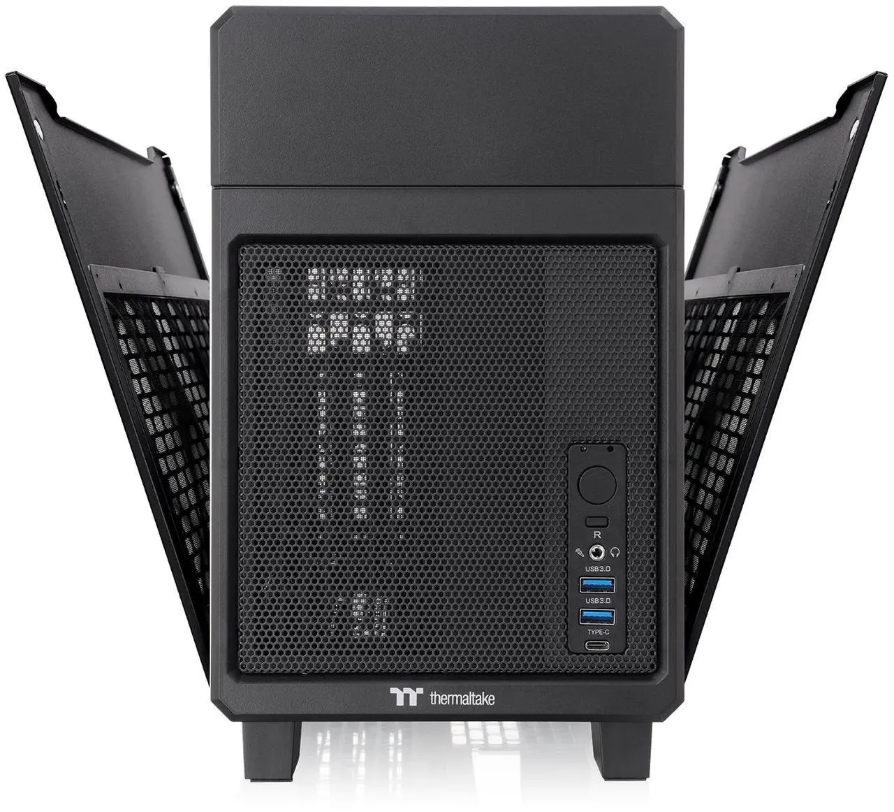 Alt view image 3 of 15 - Thermaltake TR100 SFF Chassis mITX Support 18.9 Liters PCIe 4.0 Riser Cable Included 360mm GPU Clearance 280mm Radiator Support Removable PCIe Bracket, Black, CA-11A-00S1NN-00