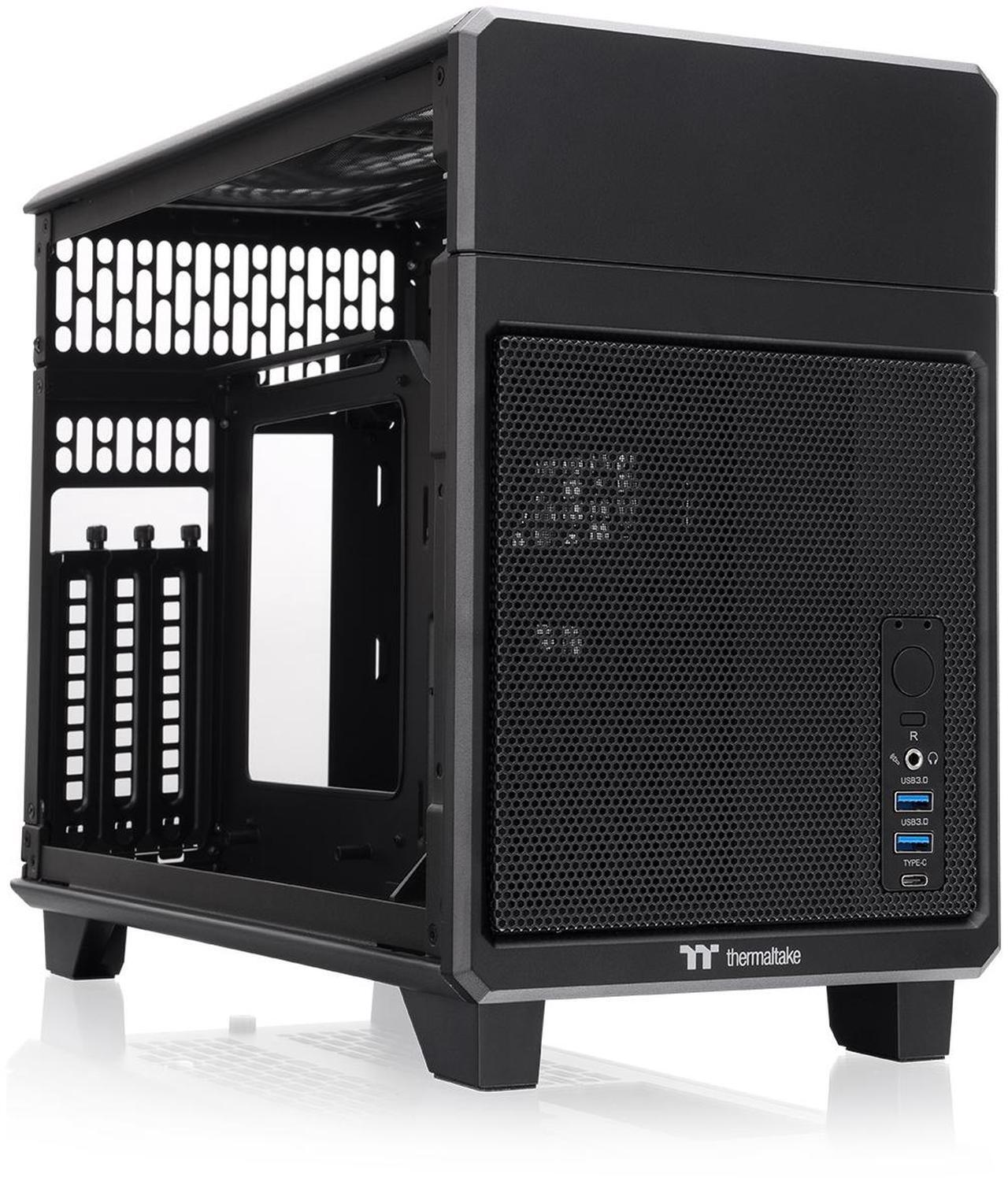 Alt view image 4 of 15 - Thermaltake TR100 SFF Chassis mITX Support 18.9 Liters PCIe 4.0 Riser Cable Included 360mm GPU Clearance 280mm Radiator Support Removable PCIe Bracket, Black, CA-11A-00S1NN-00