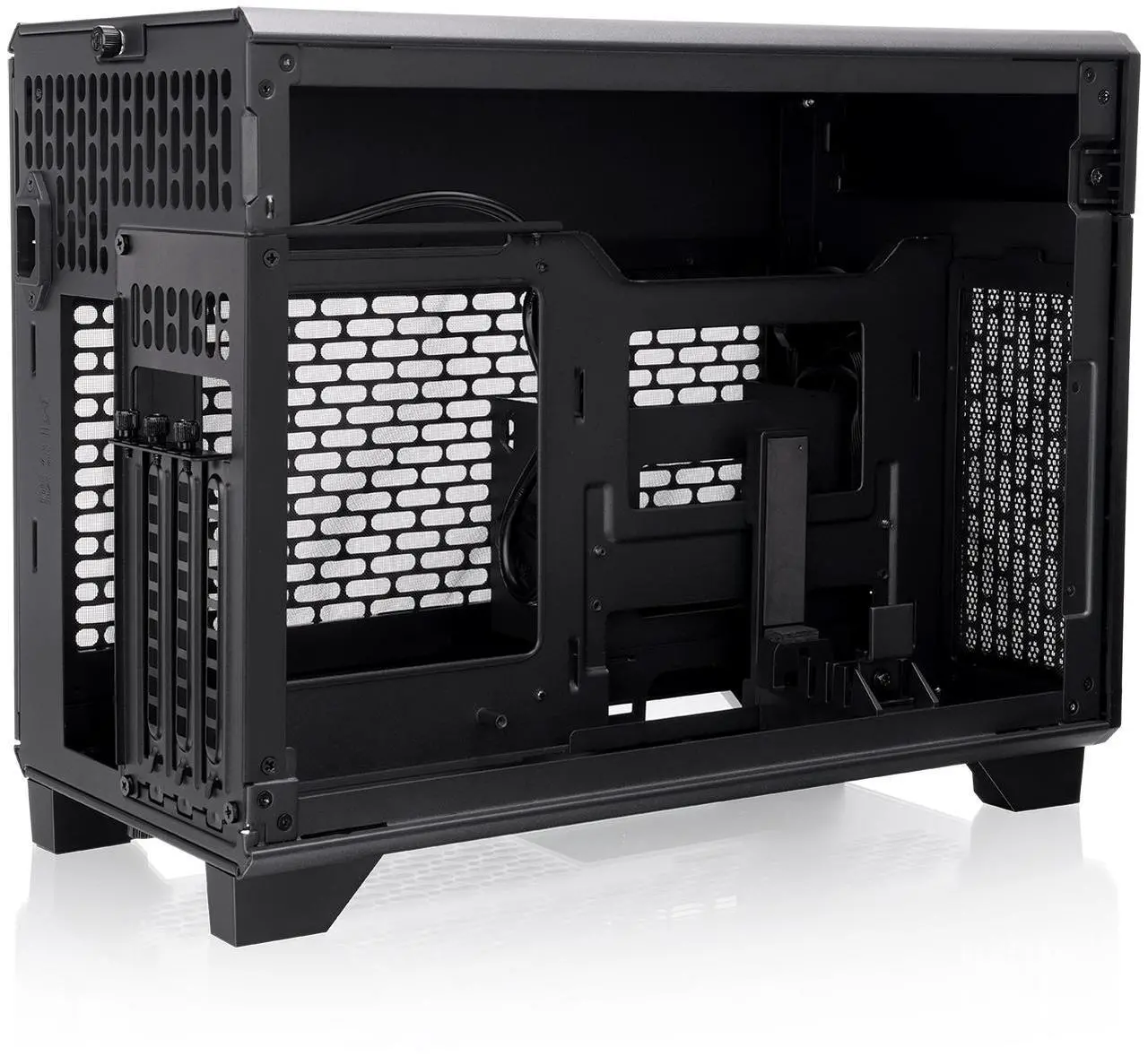 Alt view image 14 of 15 - Thermaltake TR100 SFF Chassis mITX Support 18.9 Liters PCIe 4.0 Riser Cable Included 360mm GPU Clearance 280mm Radiator Support Removable PCIe Bracket, Black, CA-11A-00S1NN-00