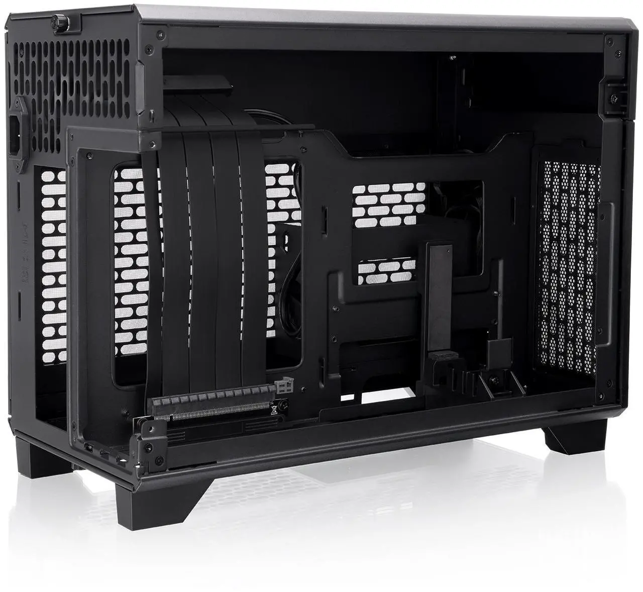 Alt view image 15 of 15 - Thermaltake TR100 SFF Chassis mITX Support 18.9 Liters PCIe 4.0 Riser Cable Included 360mm GPU Clearance 280mm Radiator Support Removable PCIe Bracket, Black, CA-11A-00S1NN-00