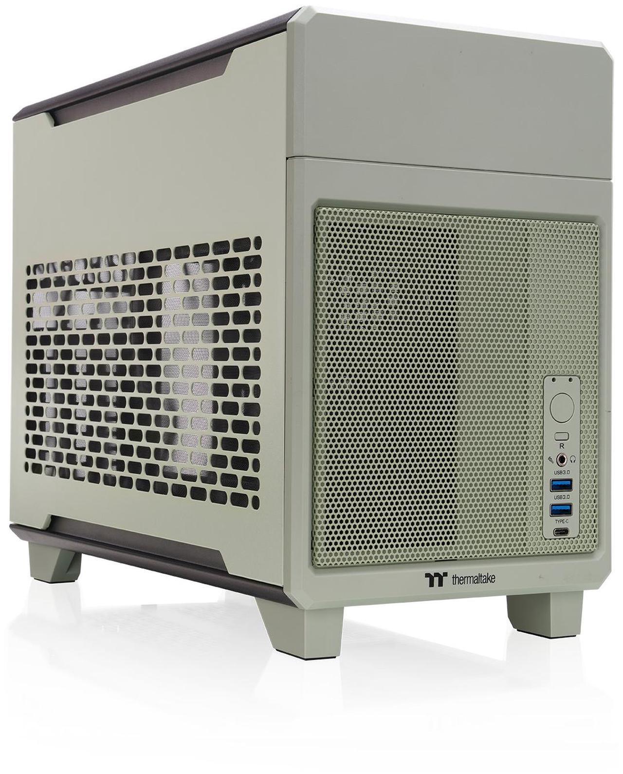 Main image of Thermaltake TR100 SFF Chassis mITX Support 18.9 Liters PCIe 4.0 Riser Cable Included 360mm GPU Clearance 280mm Radiator Support Removable PCIe Bracket, Matcha Green, CA-11A-00SENN-00