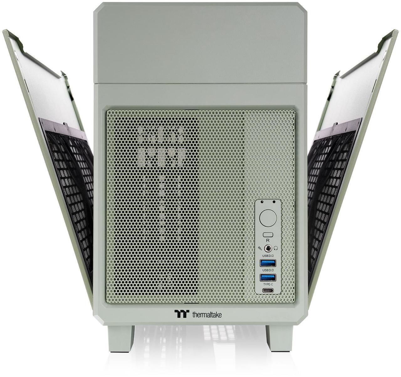 Alt view image 3 of 15 - Thermaltake TR100 SFF Chassis mITX Support 18.9 Liters PCIe 4.0 Riser Cable Included 360mm GPU Clearance 280mm Radiator Support Removable PCIe Bracket, Matcha Green, CA-11A-00SENN-00