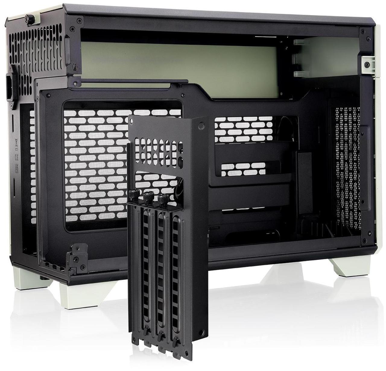 Alt view image 15 of 15 - Thermaltake TR100 SFF Chassis mITX Support 18.9 Liters PCIe 4.0 Riser Cable Included 360mm GPU Clearance 280mm Radiator Support Removable PCIe Bracket, Matcha Green, CA-11A-00SENN-00