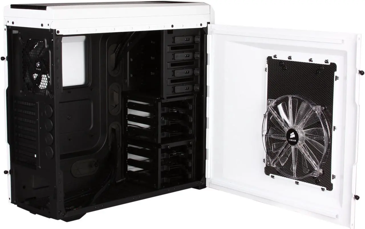 Alt view image 5 of 9 - Corsair Carbide Series 500R Arctic White Steel / Plastic ATX Mid Tower Gaming Case