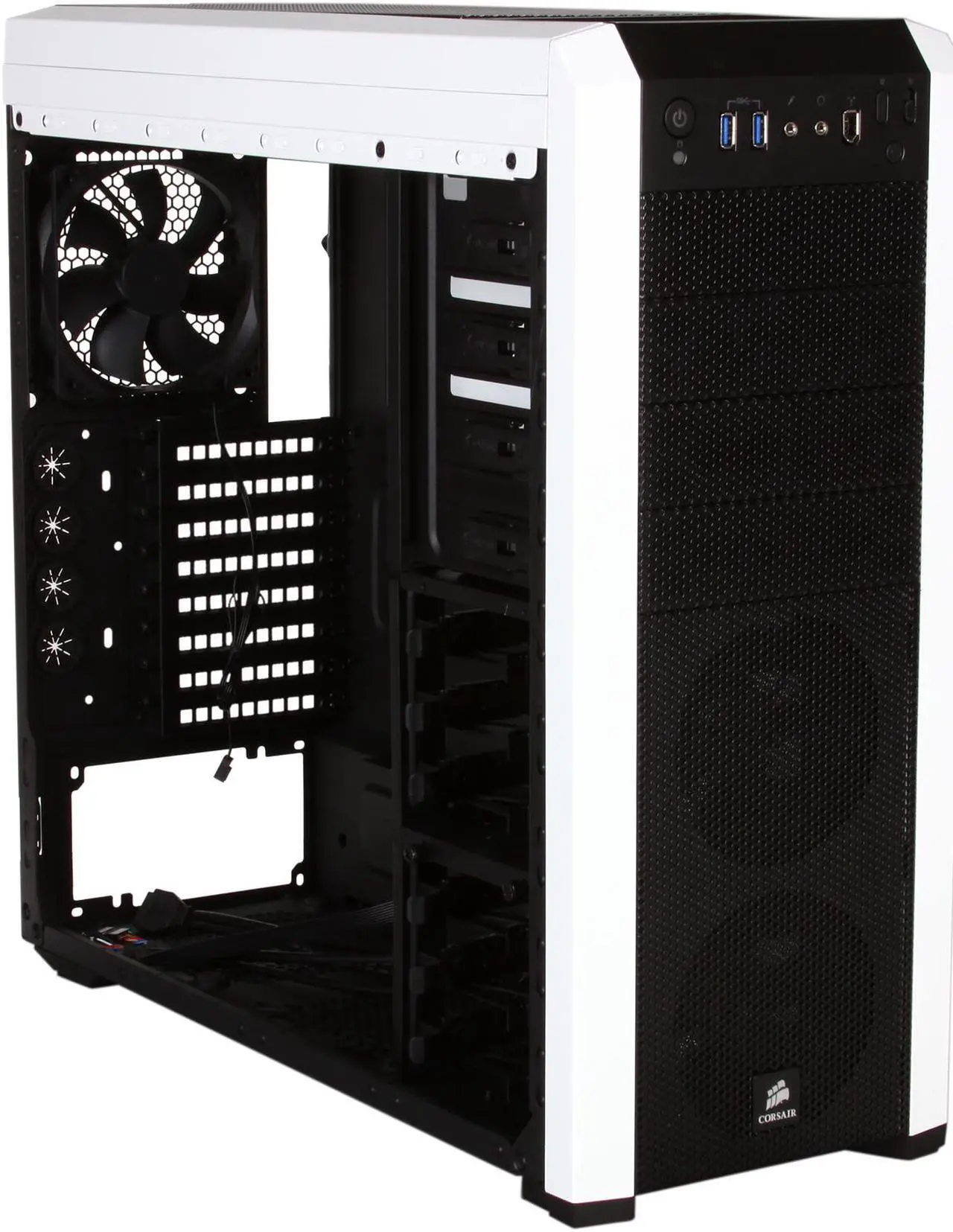 Alt view image 7 of 9 - Corsair Carbide Series 500R Arctic White Steel / Plastic ATX Mid Tower Gaming Case