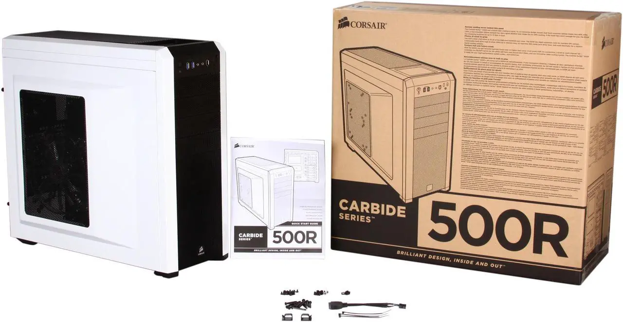 Alt view image 9 of 9 - Corsair Carbide Series 500R Arctic White Steel / Plastic ATX Mid Tower Gaming Case