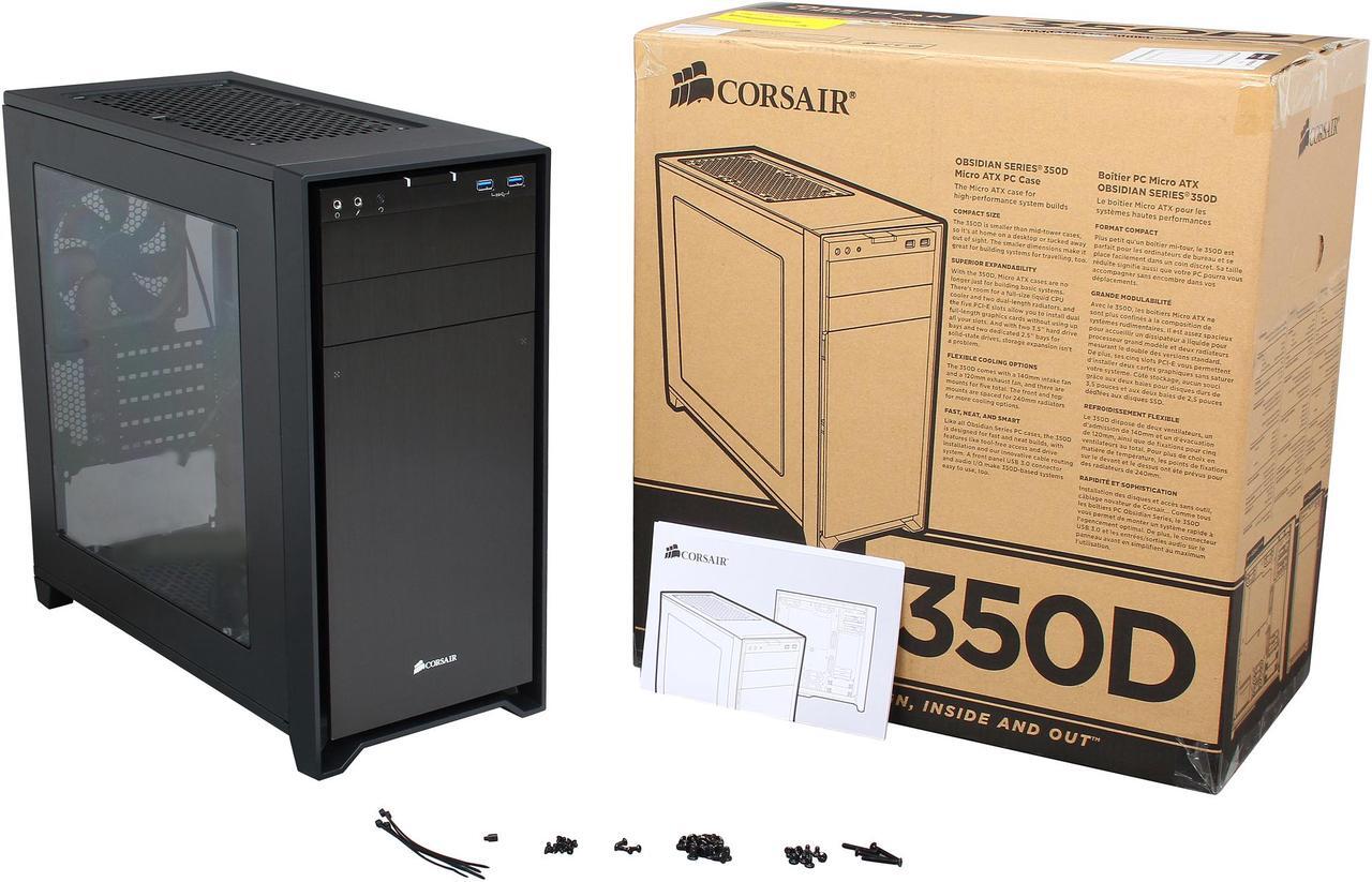 Alt view image 10 of 10 - Corsair Obsidian Series 350D CC-9011029-WW Black Aluminum / Steel MicroATX Case with Window