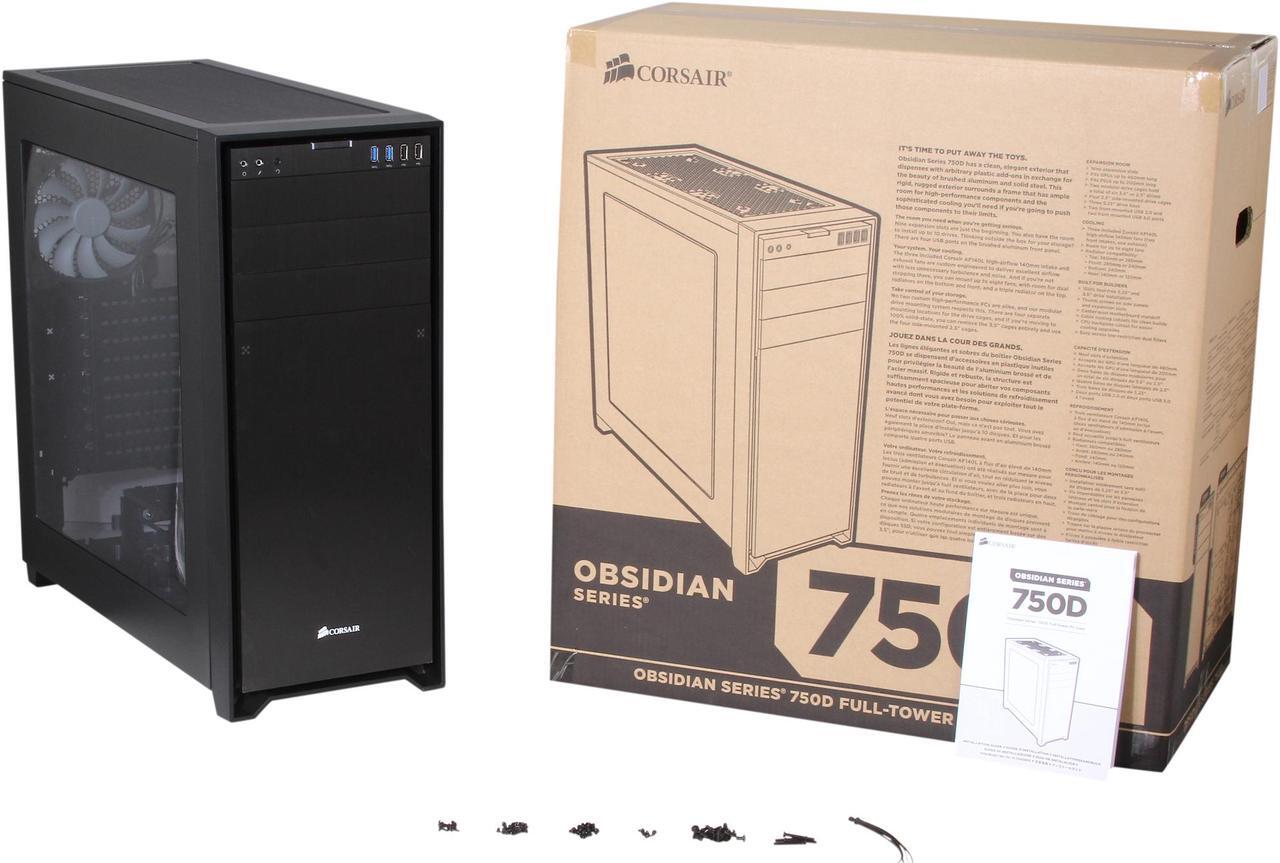 Alt view image 12 of 14 - Corsair Obsidian Series 750D CC-9011035-WW Black Brushed Aluminum and Steel ATX Full Tower Computer Case
