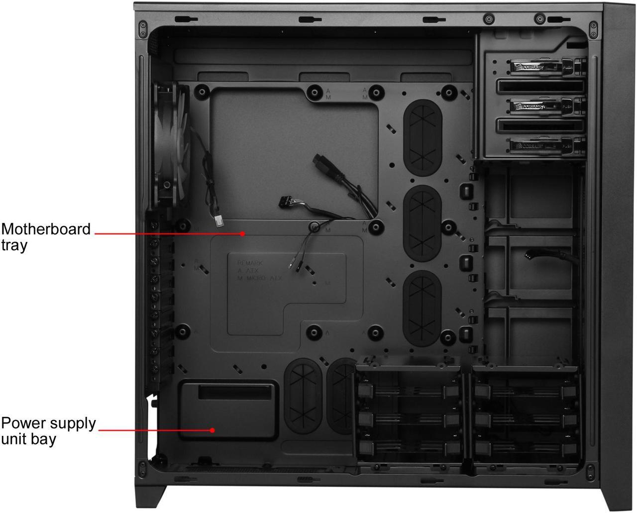 Alt view image 7 of 14 - Corsair Obsidian Series 750D CC-9011035-WW Black Brushed Aluminum and Steel ATX Full Tower Computer Case