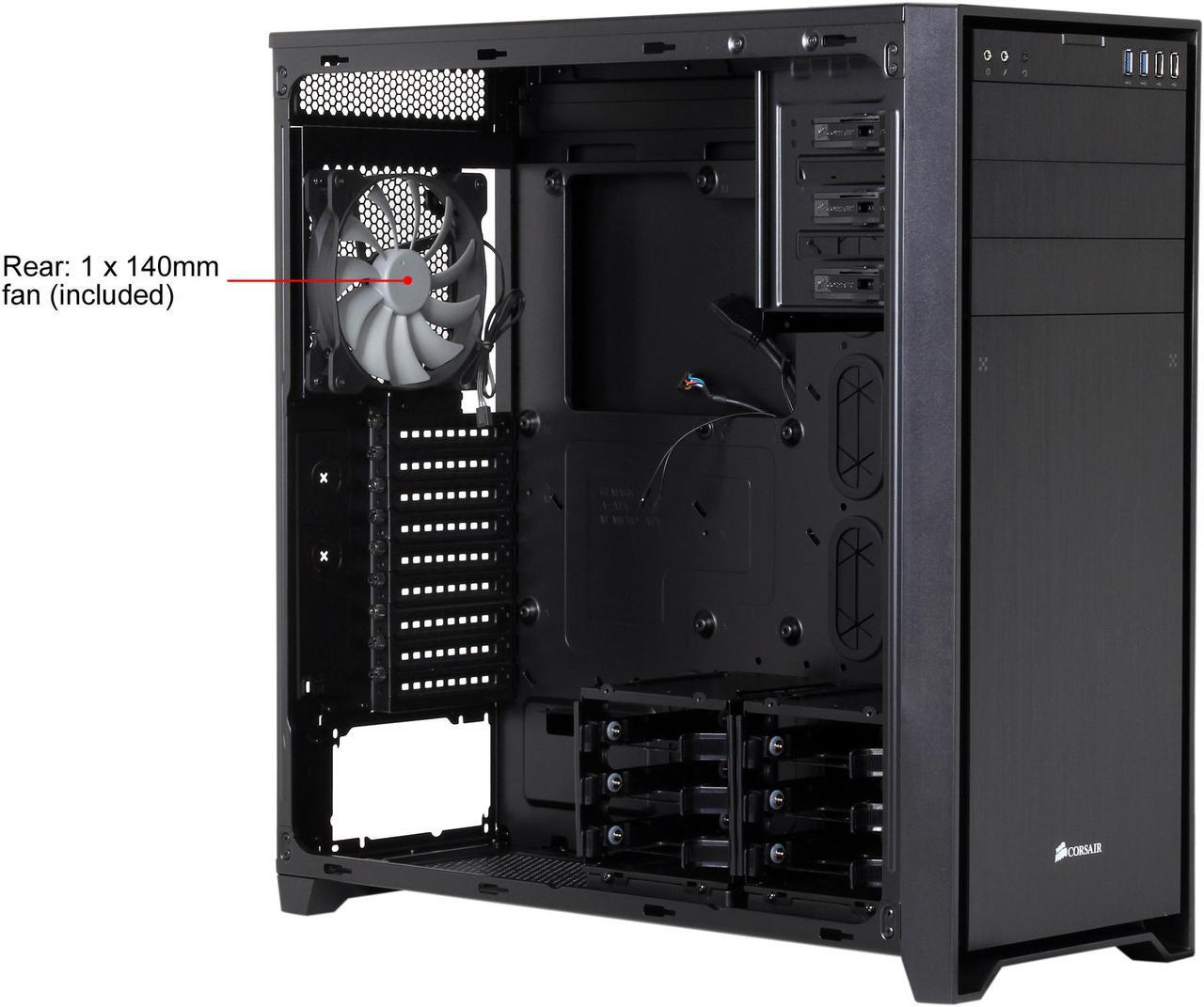 Alt view image 9 of 14 - Corsair Obsidian Series 750D CC-9011035-WW Black Brushed Aluminum and Steel ATX Full Tower Computer Case