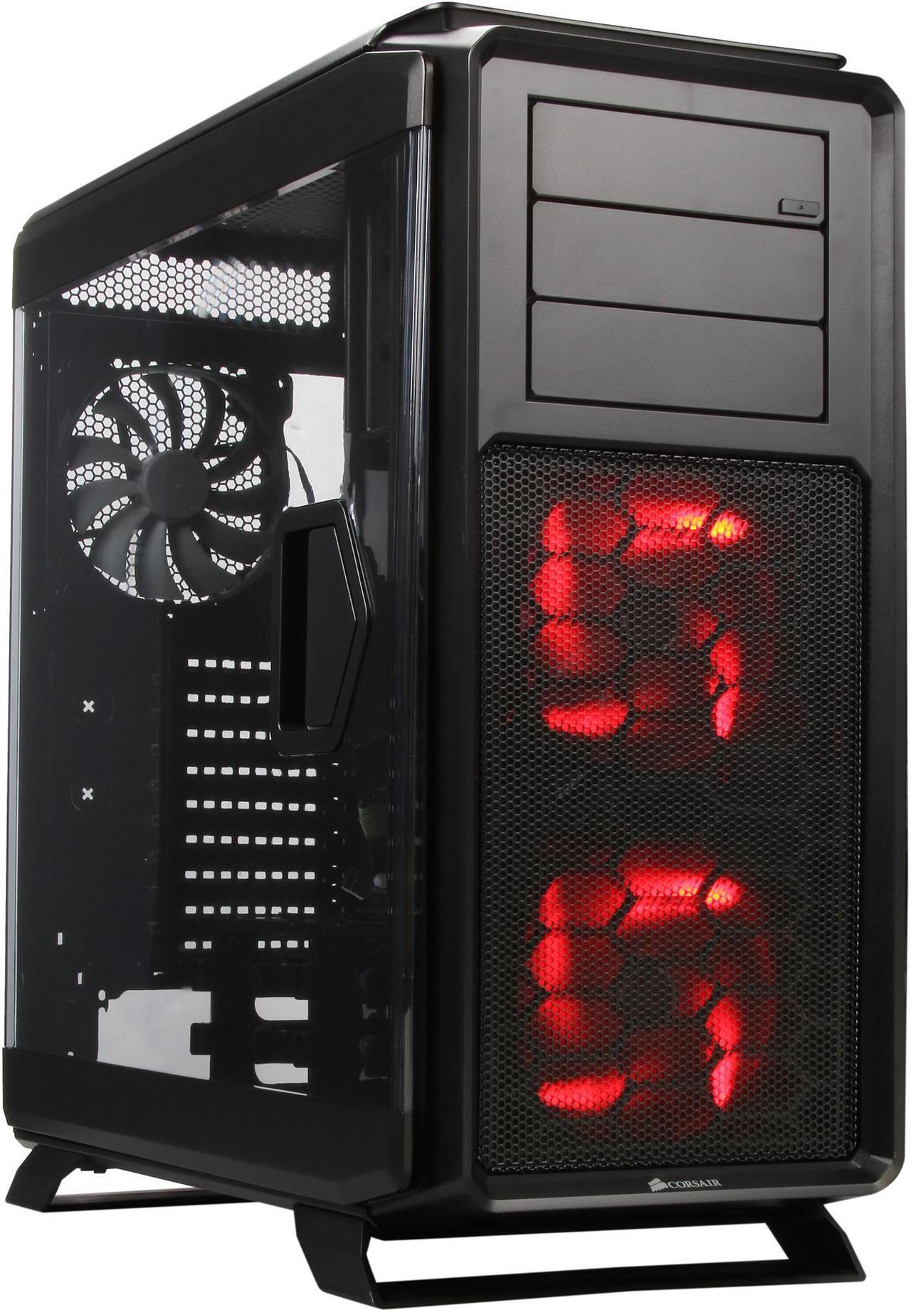 Main image of Corsair Graphite Series 760T Black Steel / Plastic ATX Full Tower Windowed Gaming Case with two 140mm red LED fans