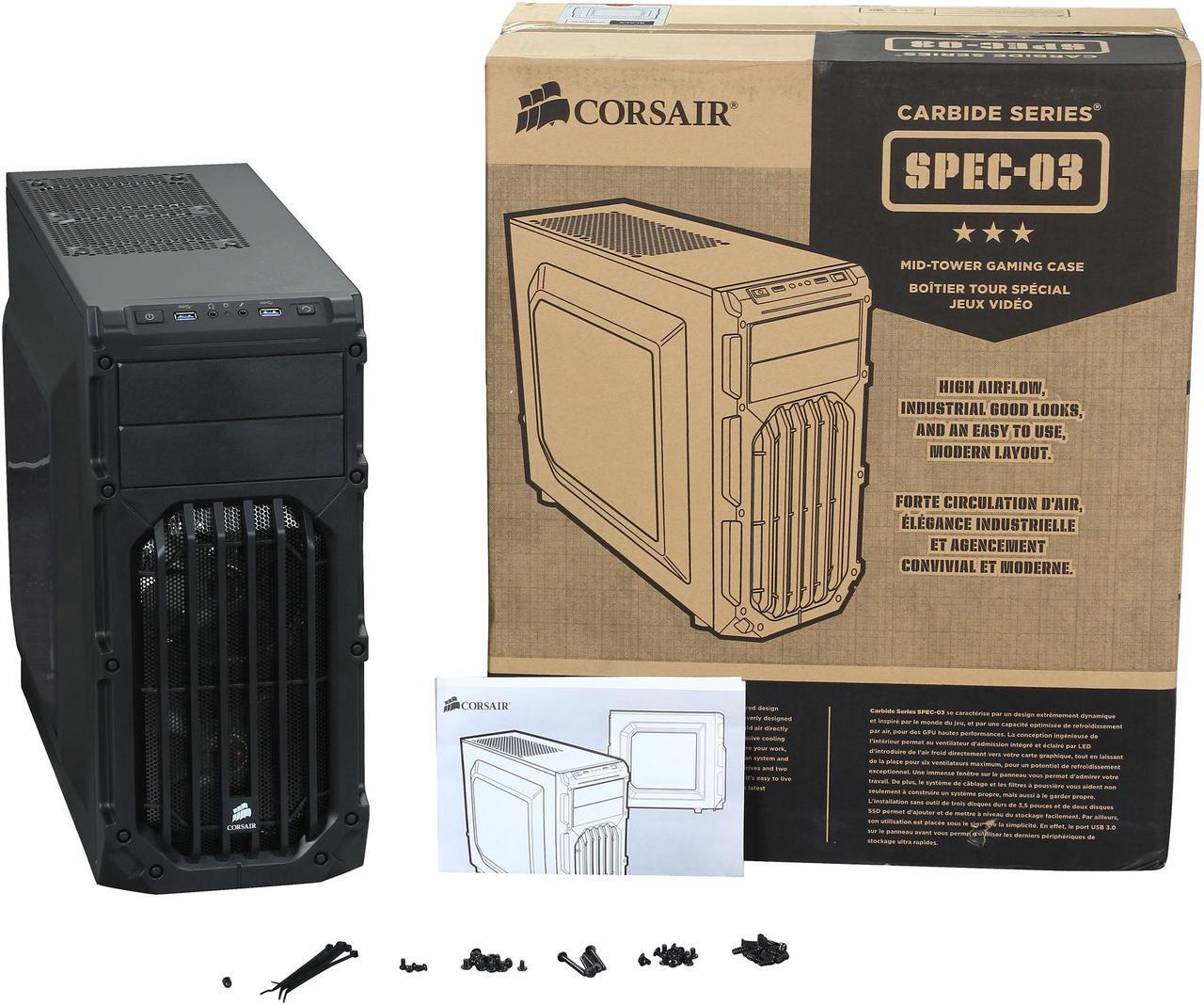 Alt view image 9 of 9 - Corsair Carbide Series SPEC-03 Black Steel / Plastic ATX Mid Tower Gaming Case