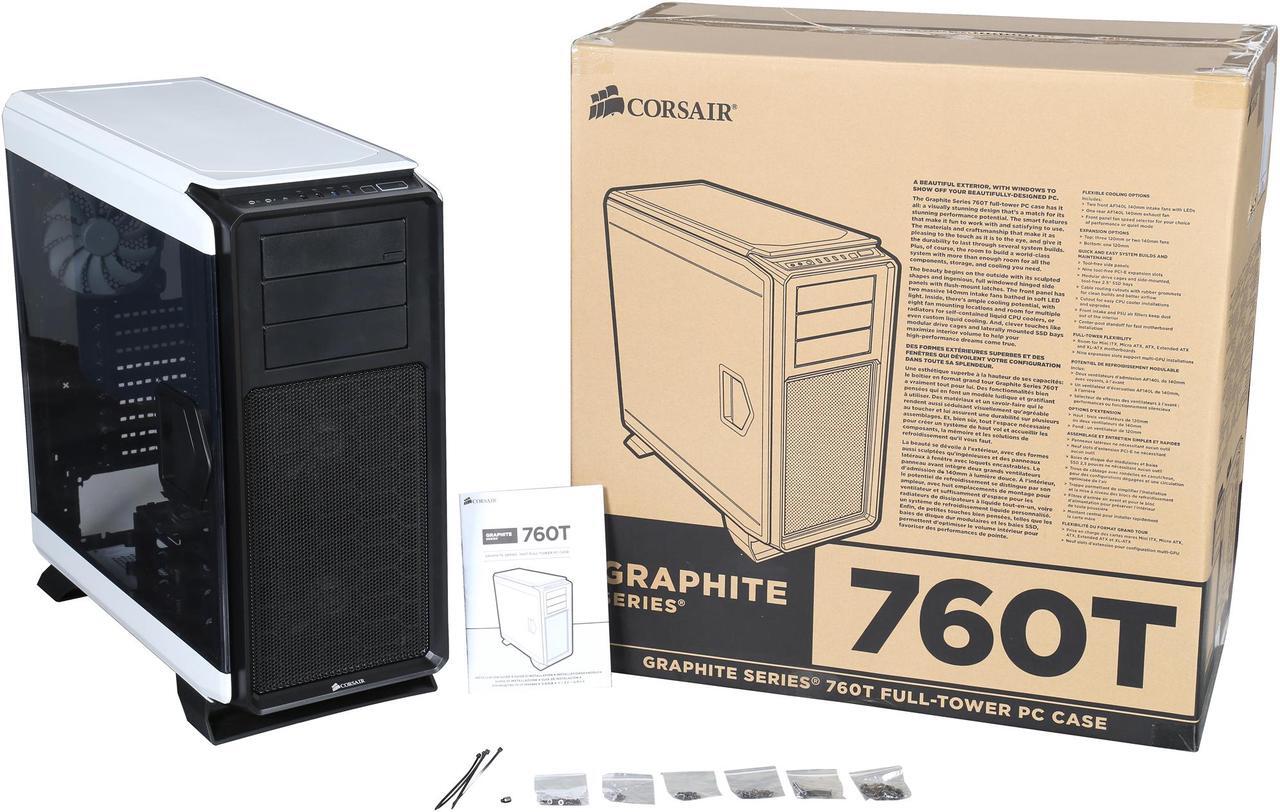 Alt view image 9 of 9 - Corsair  Graphite Series 760T CC-9011074-WW White Full Tower Windowed Case