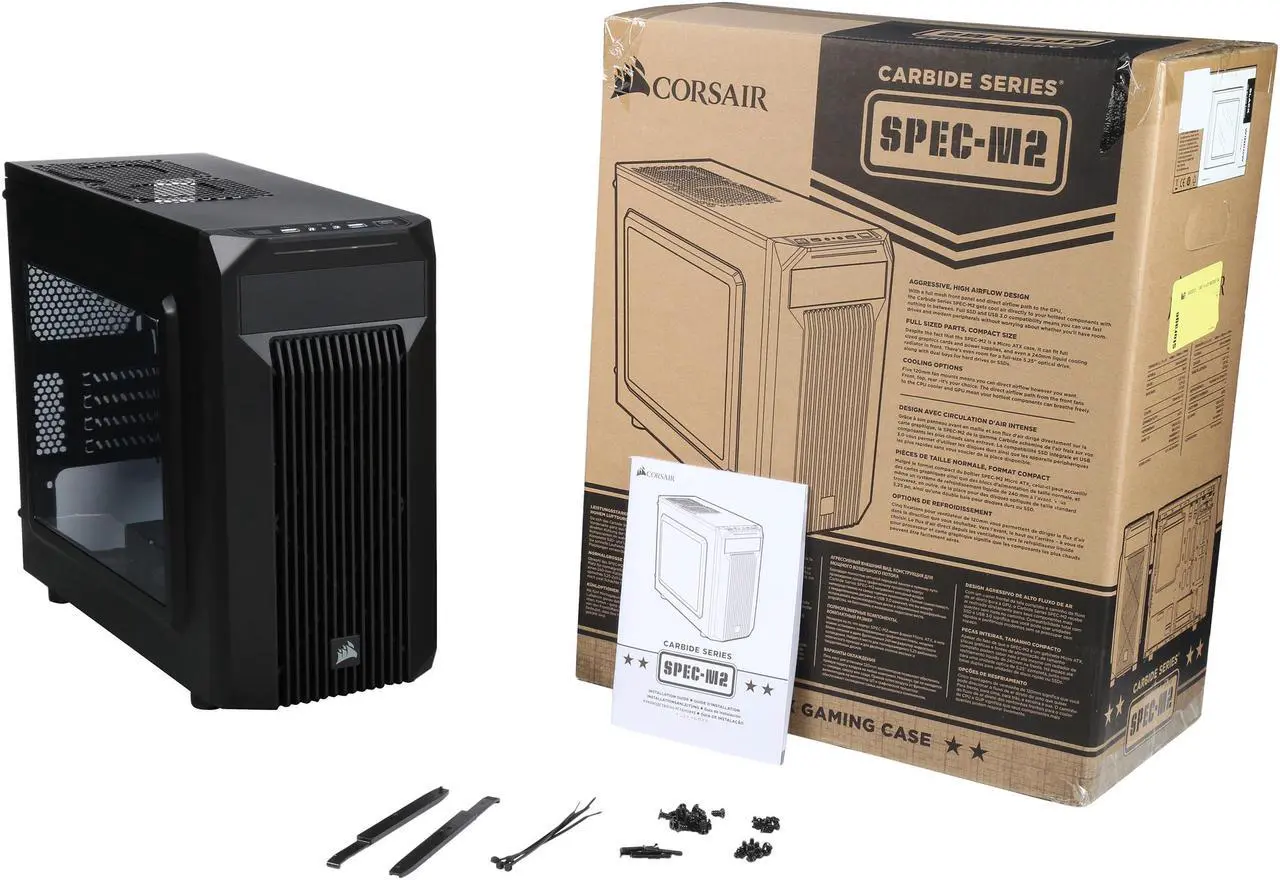 Alt view image 9 of 8 - Corsair Carbide Series SPEC-M2 Black Micro ATX Computer Case