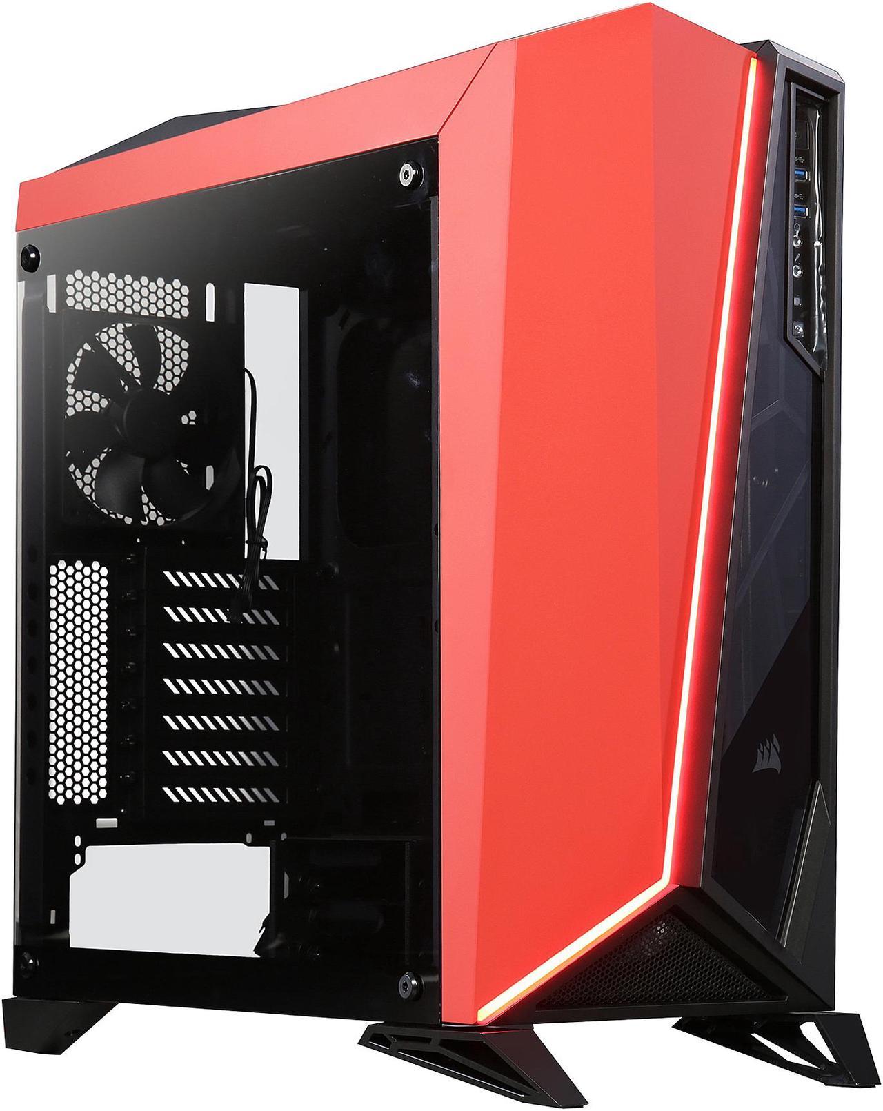 CORSAIR Carbide Series SPEC-OMEGA Mid-Tower Tempered Glass Gaming Case, Black and Red CC-9011120-WW