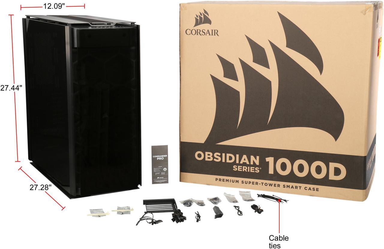 Alt view image 12 of 12 - Corsair Obsidian Series 1000D CC-9011148-WW Super Tower Case, Premium Tempered Glass and Aluminum Smart Case