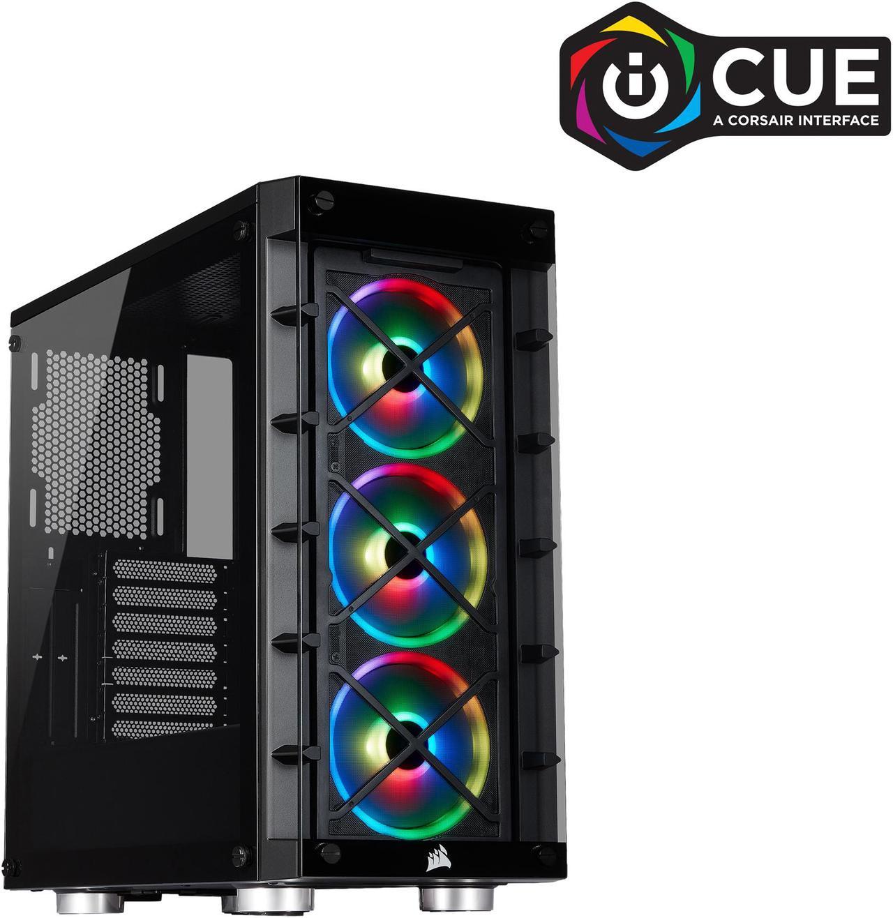 Corsair Crystal iCUE 465X RGB CC-9011188-WW Black Steel / Plastic / Tempered Glass ATX Mid Tower Computer Case