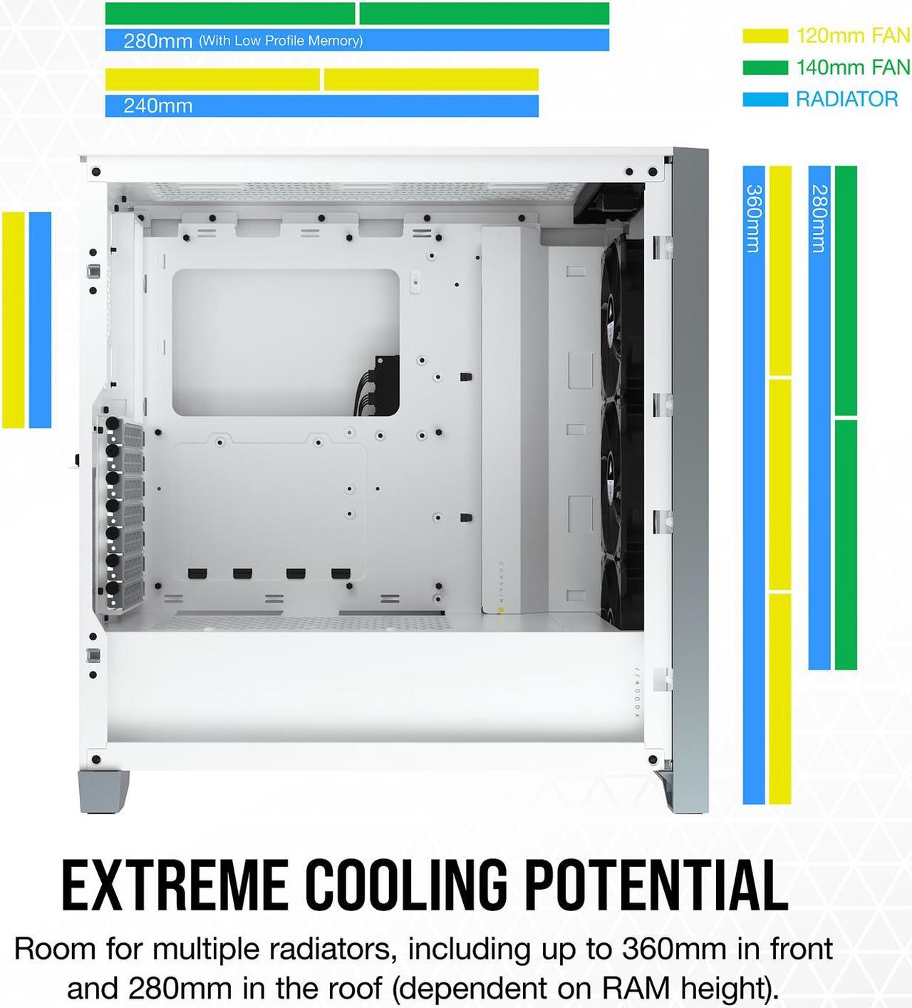 Alt view image 6 of 8 - Corsair iCUE 4000X RGB CC-9011205-WW White Steel / Plastic / Tempered Glass ATX Mid Tower Computer Case