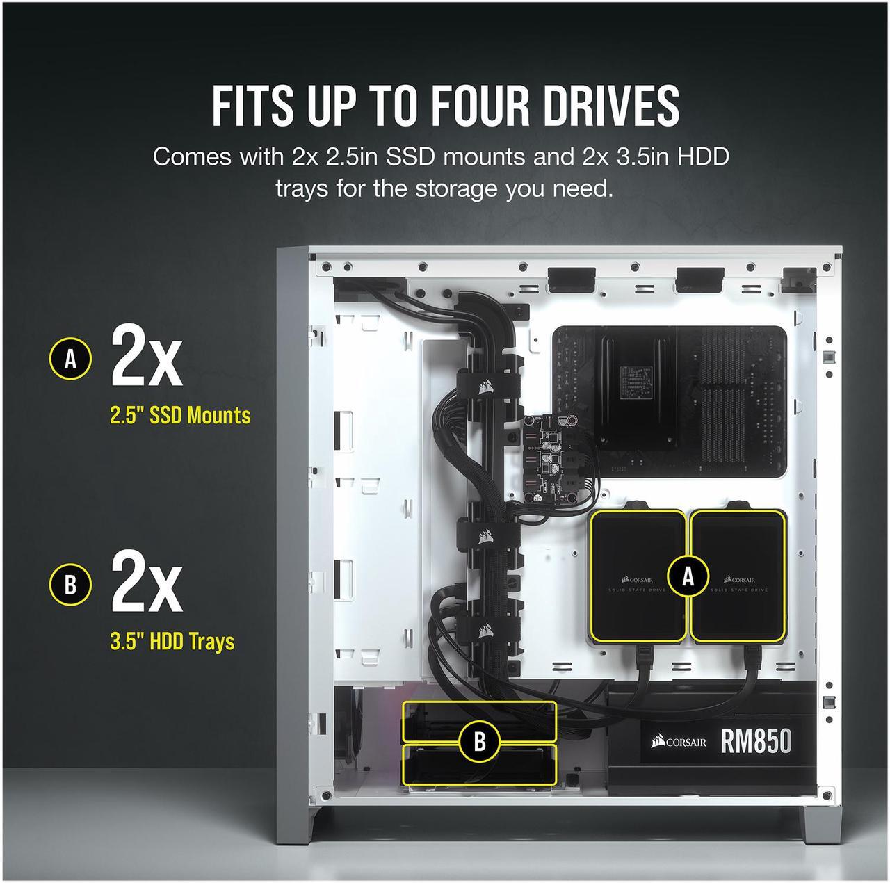 Alt view image 8 of 8 - Corsair iCUE 4000X RGB CC-9011205-WW White Steel / Plastic / Tempered Glass ATX Mid Tower Computer Case