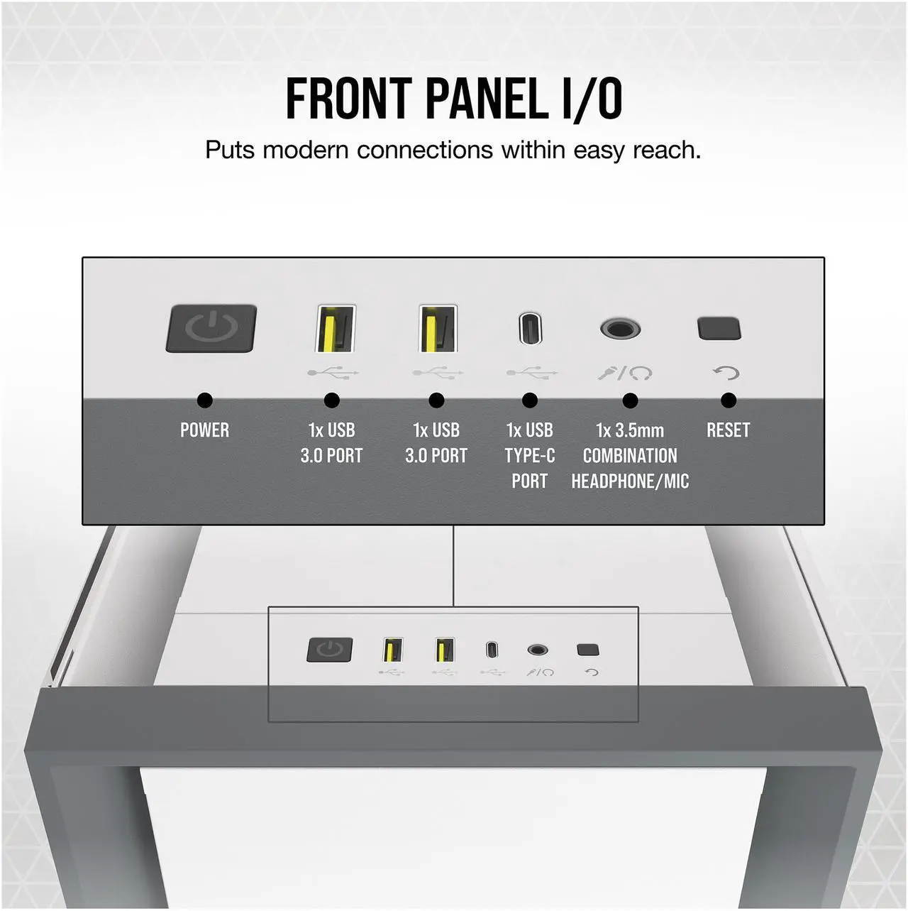 Alt view image 2 of 10 - CORSAIR 5000D Tempered Glass Mid-Tower ATX PC Case, White, CC-9011209-WW