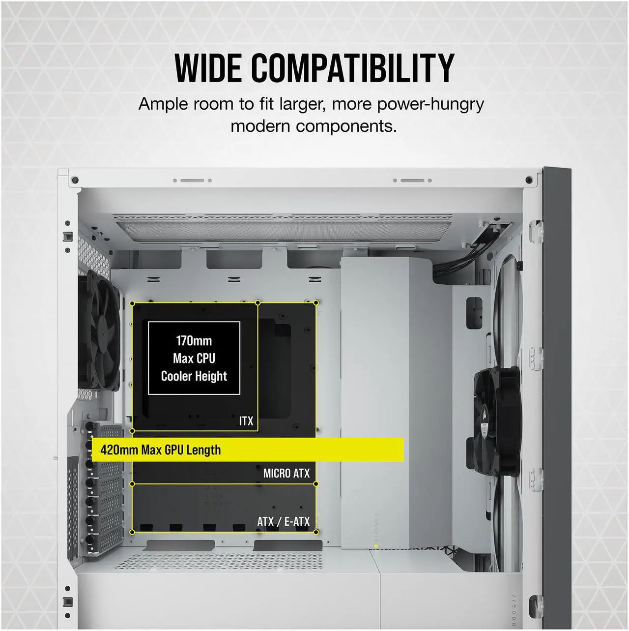 Alt view image 5 of 10 - CORSAIR 5000D Tempered Glass Mid-Tower ATX PC Case, White, CC-9011209-WW