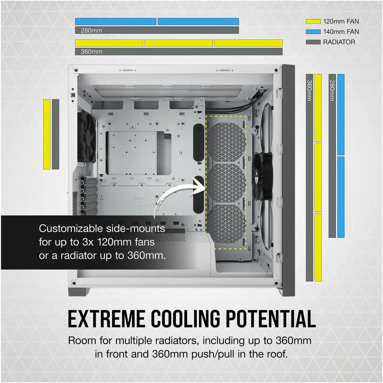 Alt view image 9 of 10 - CORSAIR 5000D Tempered Glass Mid-Tower ATX PC Case, White, CC-9011209-WW