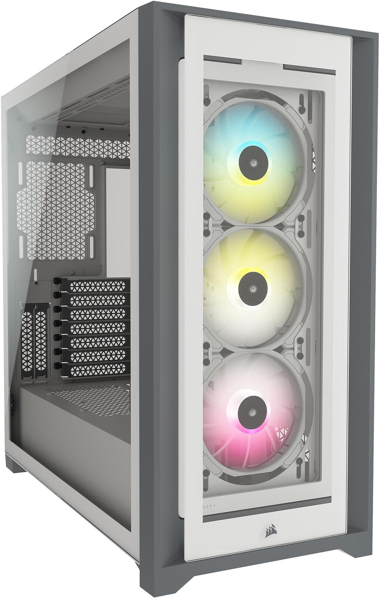 CORSAIR iCUE 5000X RGB Tempered Glass Mid-Tower ATX PC Smart Case, White, CC-9011213-WW