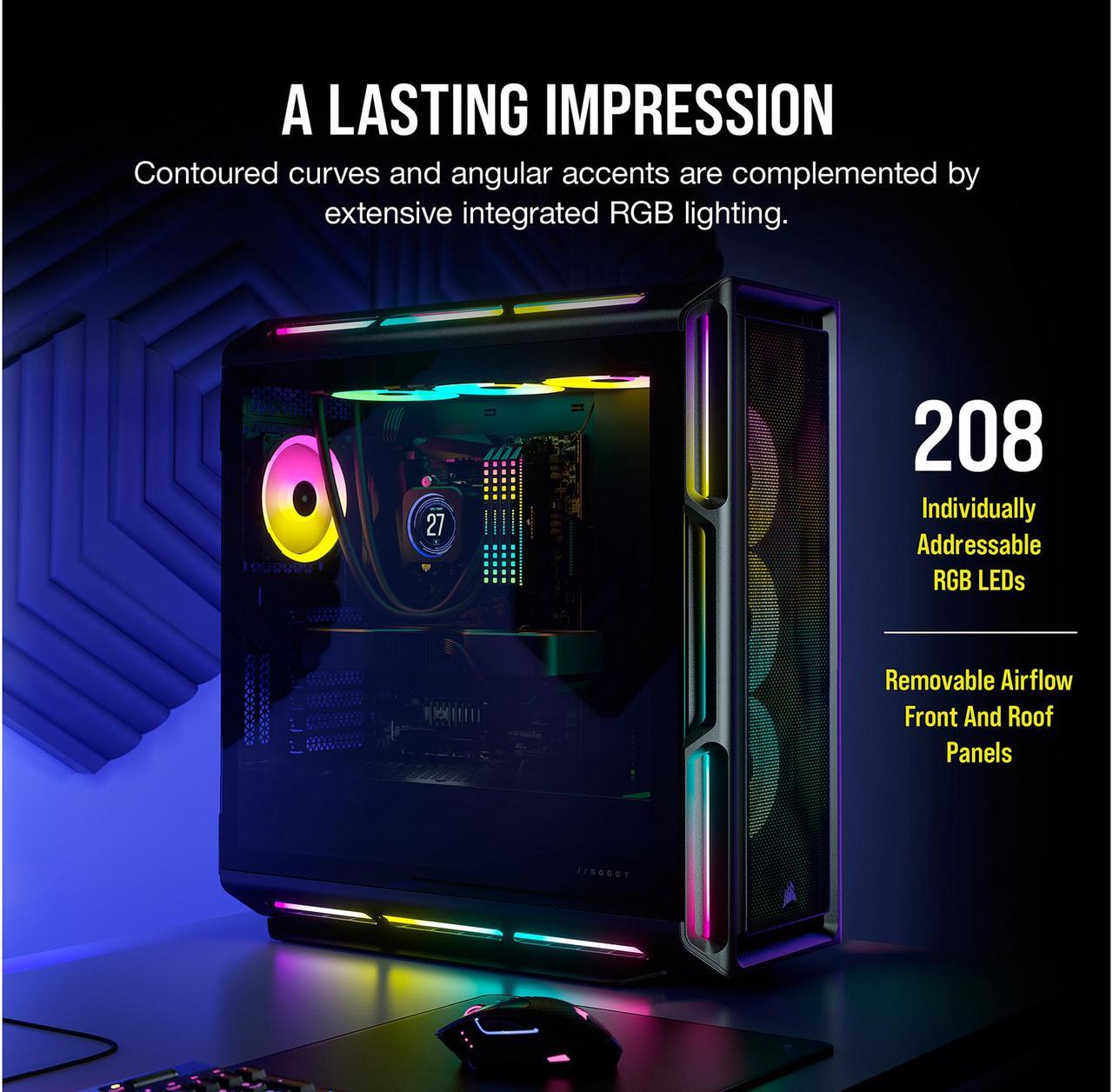 Alt view image 4 of 10 - Corsair iCUE 5000T RGB CC-9011230-WW Black Steel / Plastic / Tempered Glass ATX Mid Tower Computer Case