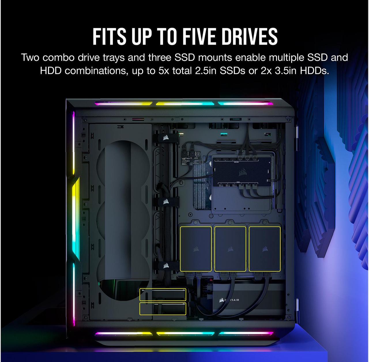 Alt view image 7 of 10 - Corsair iCUE 5000T RGB CC-9011230-WW Black Steel / Plastic / Tempered Glass ATX Mid Tower Computer Case