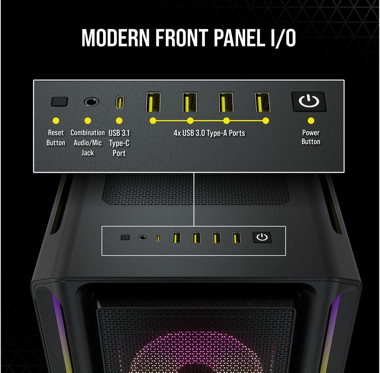 Alt view image 8 of 10 - Corsair iCUE 5000T RGB CC-9011230-WW Black Steel / Plastic / Tempered Glass ATX Mid Tower Computer Case